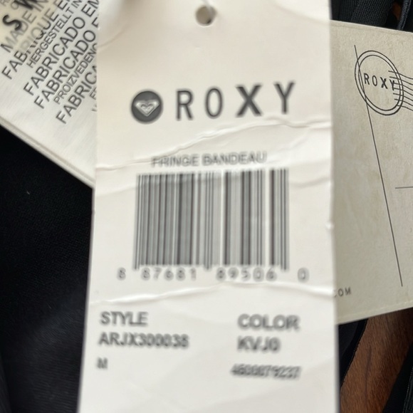 NWT Roxy Fringe Black Bandeau Bikini top Black Size M - Picture 8 of 9